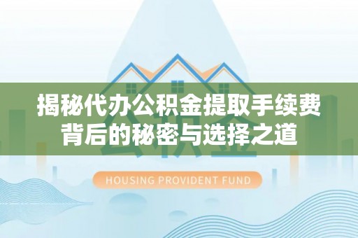 乐清揭秘代办公积金提取手续费背后的秘密与选择之道